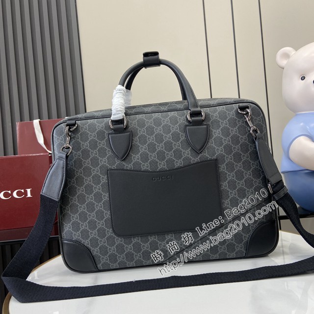 Gucci專櫃古馳最新款Emblem系列男士手提公事包 jh2595型號：821149